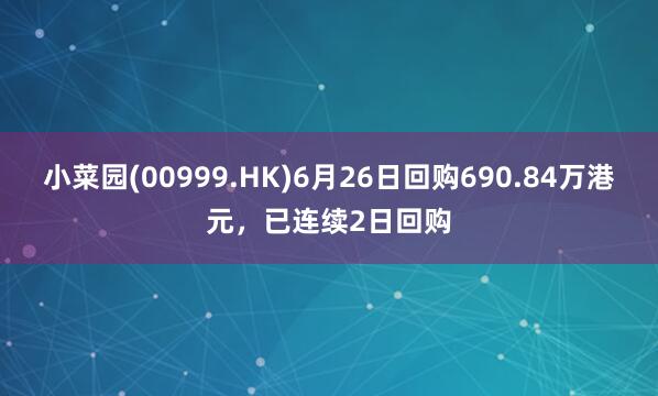 小菜园(00999.HK)6月26日回购690.84万港元，已连续2日回购