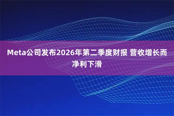 Meta公司发布2026年第二季度财报 营收增长而净利下滑